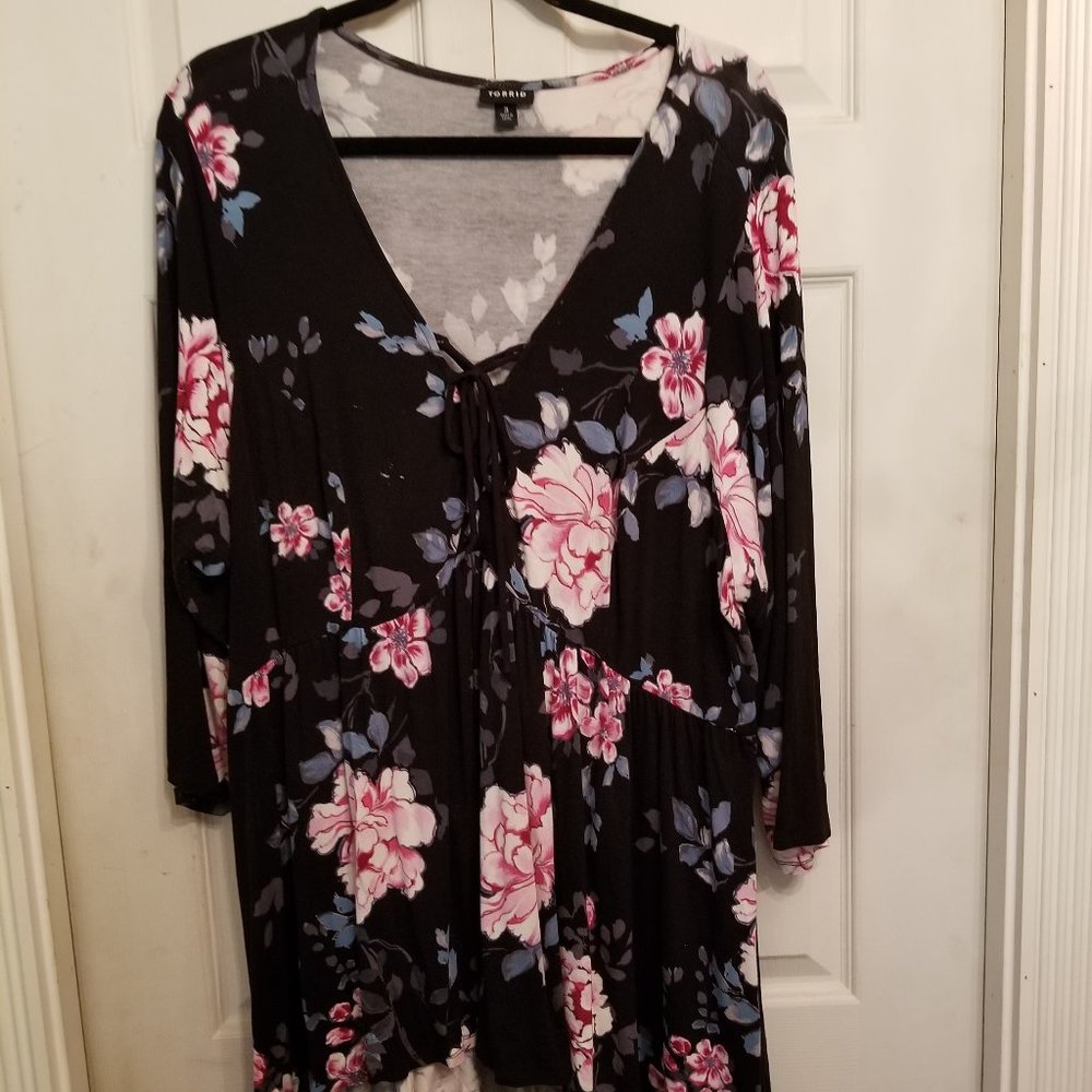 Torrid Lace up front long sleeve top